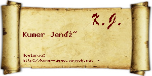 Kumer Jenő névjegykártya